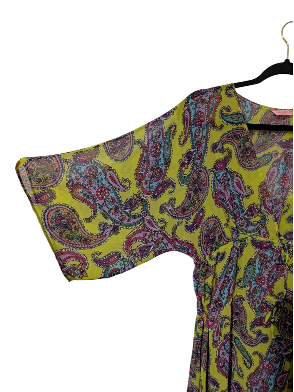 CIA. Maritima Bright Yellow Paisley Maxi Swim Coverup with Tie Waist - Picture 6 of 10